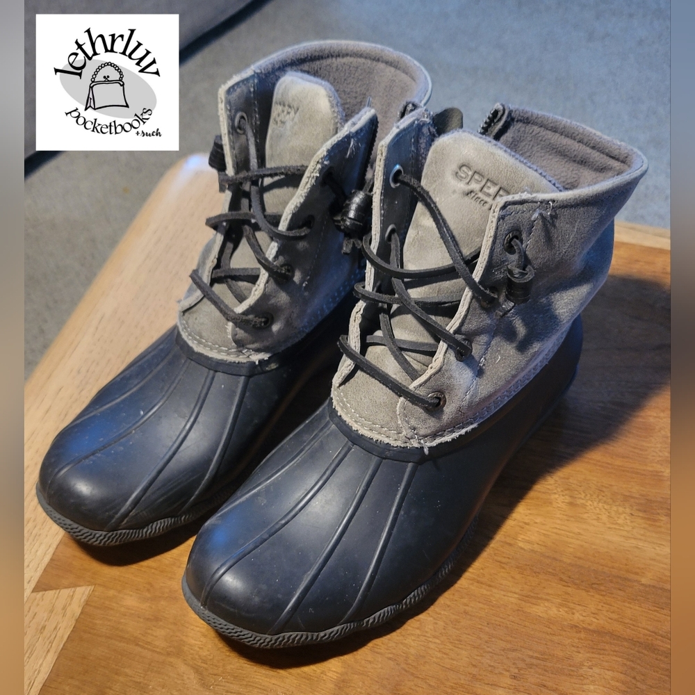 Sperry Gray and Black Saltwater Duck Boots Size 7